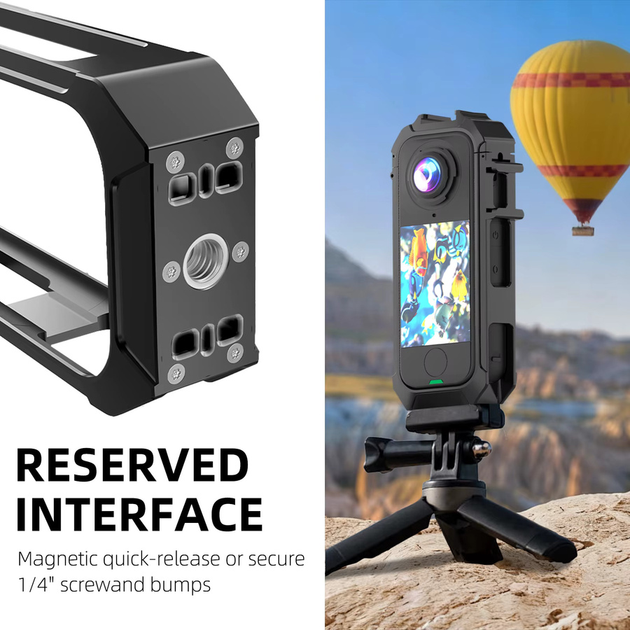 Insta360 X4 Air Schutzrahmen mit Dual Cold Shoe und magnetischem Schnellverschluss in Schwarz - Bild 4