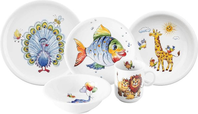 Seltmann Weiden Kindergeschirr Set Compact Bunte Tierwelt 5er Set aus Keramik in Multicolor - Bild 1