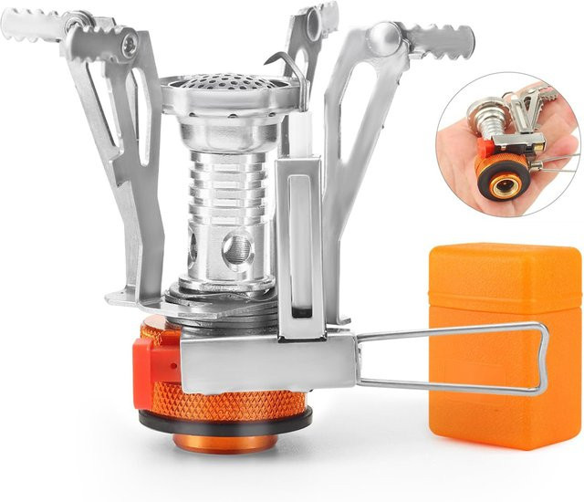 YTYIN Tragbarer Campingofen mit Piezo-Zündung in Orange und Silber - Bild 1
