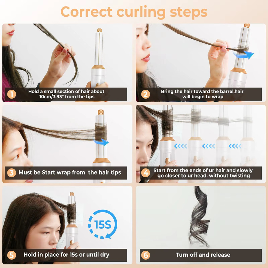 UKLISS Heißluftbürste 6 in 1 Air Styler mit Lockenstab und Glättbürste - Bild 2