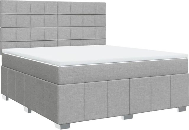 vidaXL Boxspringbett mit Matratze und Taschenfederkern in Hellgrau, B/T: 180 x 200 cm - Bild 1
