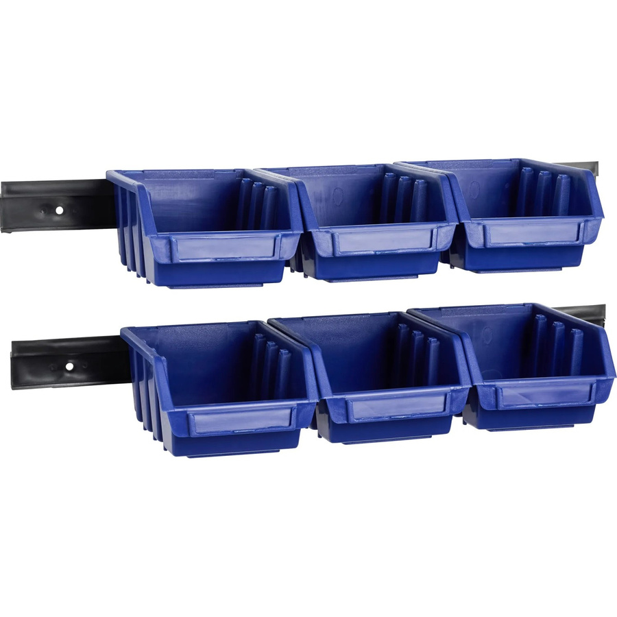 LUX-TOOLS Lagersichtbox Set aus 6 Stück in Blau aus Kunststoff, Wandmontage möglich - Bild 2