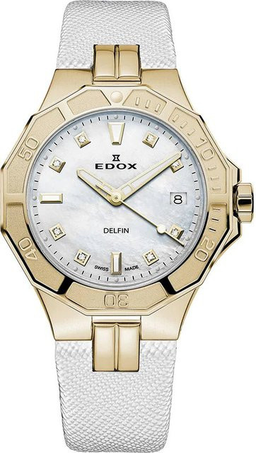 Edox Armbanduhr Delfin Diver, Quarz, Edelstahl, 38 mm, Damen, 20 ATM - Bild 1