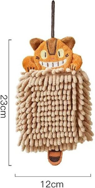 LChome Chenille-Handtuch mit Katzen-Motiv aus Mikrofaser, super saugfähig und schnell trocknend, Braun - Bild 1