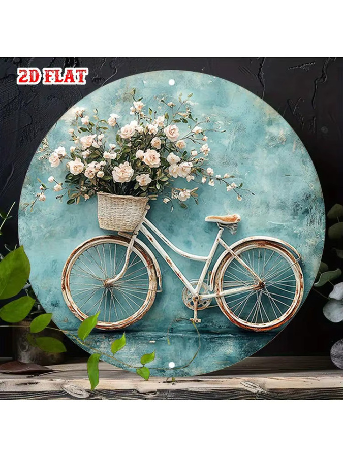 Potdemiel Vintage Blumenstrauß Metallschild rund, floraler Frühlingszauber, Durchmesser: 19,99 cm - Bild 6