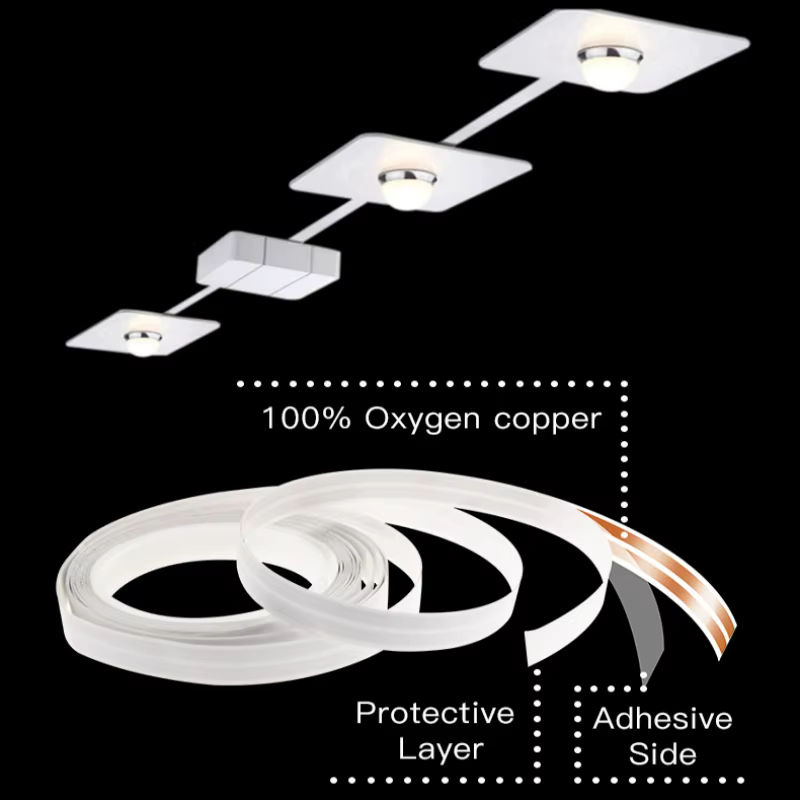 Khelse Flexibles Ultraflaches Elektrokabel, 2-adrig aus reinem Kupfer, 16/22 AWG, Selbstklebend, Weiß, Stromverlängerungskabel für LED-Streifen und Schrankleuchten - Bild 2