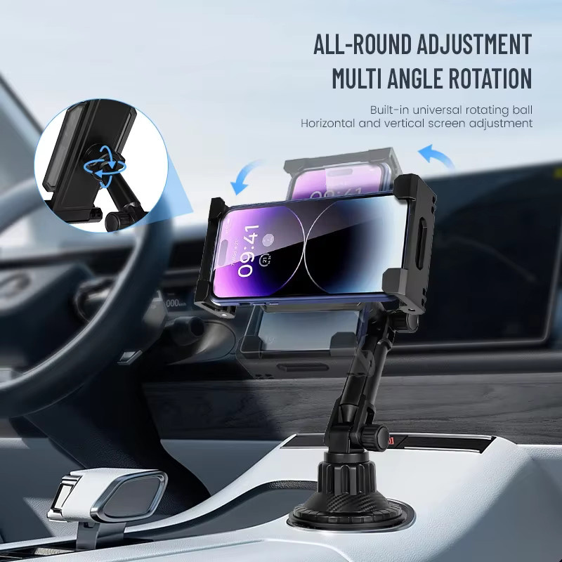 Homhu Universal Auto Becherhalter mit verstellbarer Tablet und Smartphone Halterung in Schwarz für iPad, Xiaomi Tab und GPS - Bild 4
