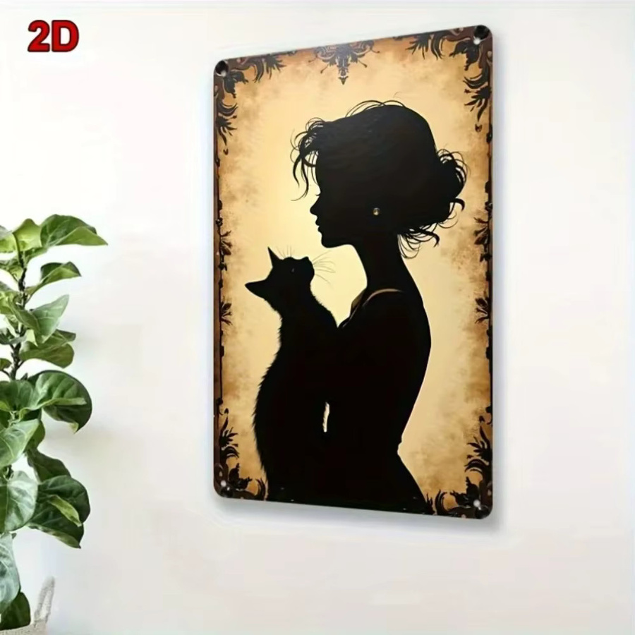 HELLOYOUNG Gotische Metall-Wandkunst Hexenkatzensilhouette in Schwarz, Breite: 20,32 cm, Höhe: 30,48 cm - Bild 5