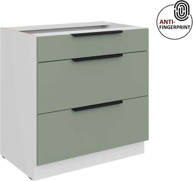 Küchenunterschrank ARIA in Aquamarin matt mit Anti-Fingerprint-Beschichtung, Breite: 80 cm - Bild 1
