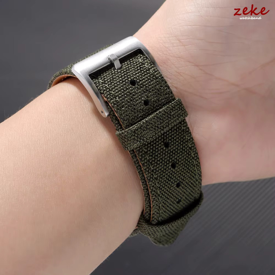 crazyband Uhrenarmband Nylon Leder, 20mm 22mm, Unisex - Bild 2