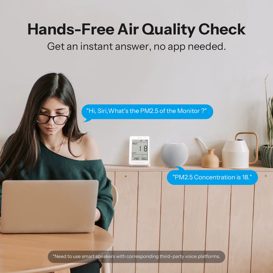 SONOFF AirGuard SAWF-07P Luftqualitätsmonitor mit Matter über WiFi, PM2.5/PM10, Temperatur und Luftfeuchtigkeit, Weiß - Bild 2
