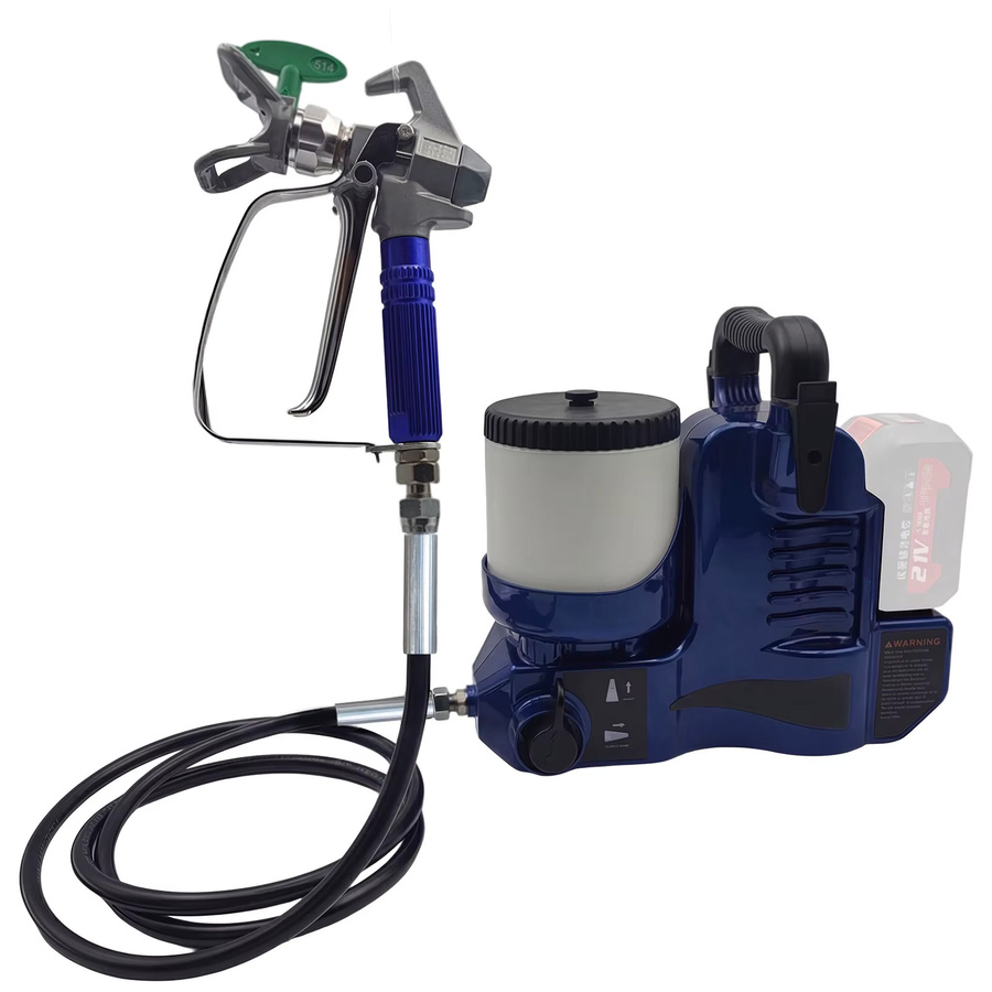 Podofo Hochdruck-Airless-Spritzgerät 21V, kabelloser elektrischer Airless-Farbsprüher mit bürstenlosem Motor und Makita-Akku-Schnittstelle, Blau, 1,7 l - Bild 6