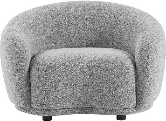 Bovana Sessel mit gerader Rückenlehne und Armlehnen aus grauem Bouclé-Stoff, Höhe: 110 cm - Bild 1