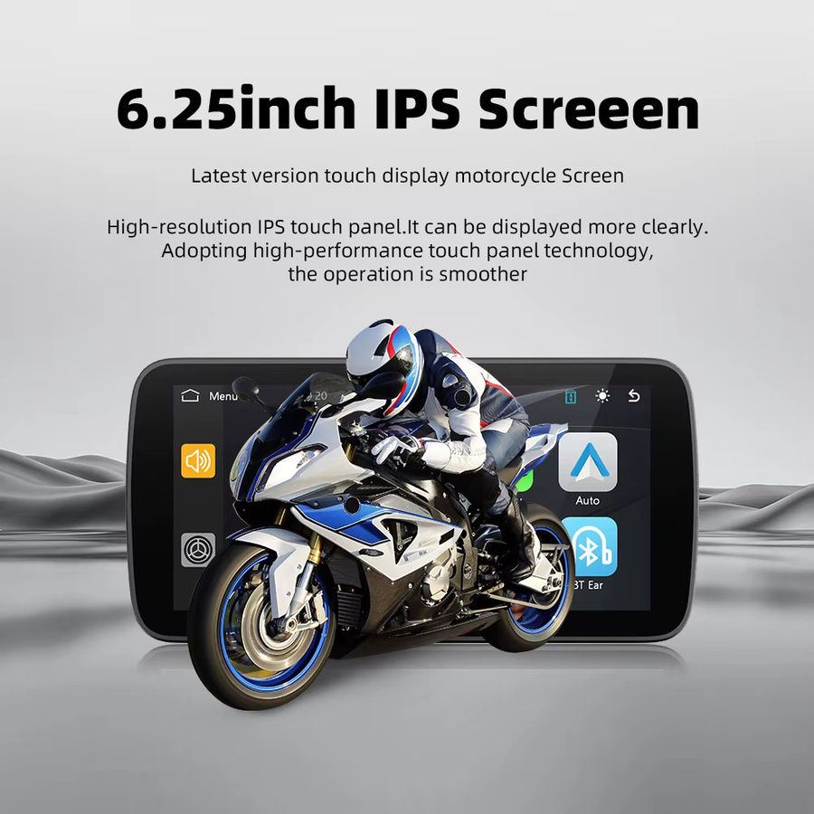 EKIY Tragbares digitales Motorrad-Armaturenbrett mit 6,25 Zoll GPS-Navigation, abnehmbarem Bildschirm, drahtlosem CarPlay und Android Auto sowie TPMS in Schwarz - Bild 6