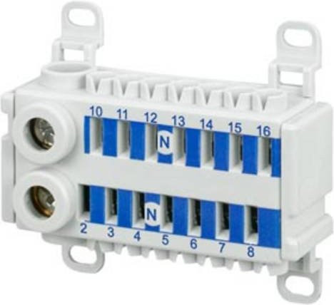 Siemens ALPHA 400-ZS N-Klemme 14-polig in Blau mit 2x 14mm2 Schraubklemmen und 14x 4mm2 Steckklemmen - Bild 1