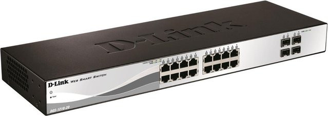 D-Link Web Smart DGS-1210-20 Netzwerk Switch in Schwarz mit 16 x 10/100/1000 Mbit/s und 4 x Gigabit SFP Ports - Bild 1