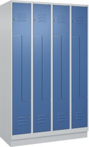C+P Z-Spind Classic PLUS mit 8 Fächern, Sockel, Zylinderschloss, Grau/Blau, B/T/H: 120 x 50 x 195 cm - Bild 1