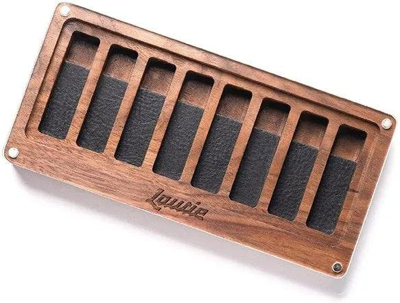 LAUTIE Vitrinenbox aus schwarzem Nussbaumholz für 8 Stück Choc Slider, Aufbewahrungs-Organizer für Schreibtisch, Schwarz/Braun - Bild 1