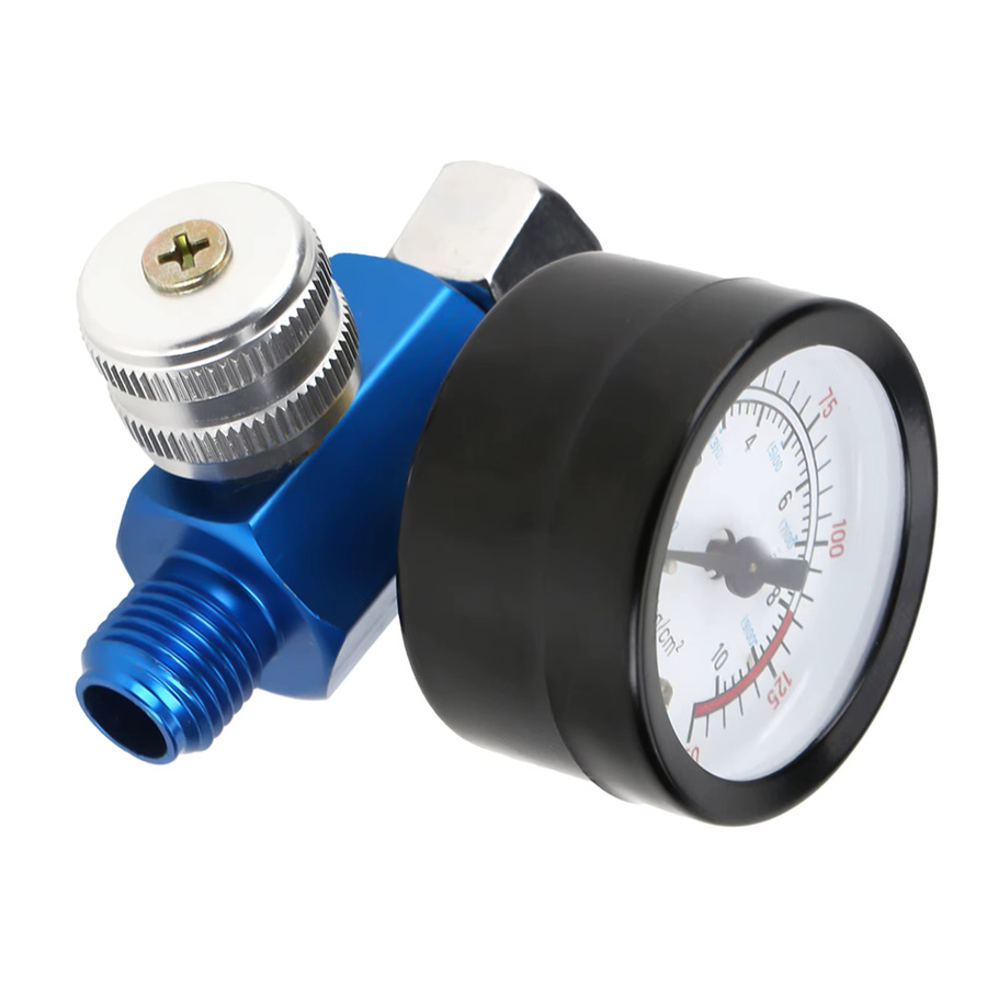 WALFRONT Spritzpistole mit Luftdruckregler und Manometer, Druckluft Werkzeug Zubehör, Blau/Mehrfarbig - Bild 4