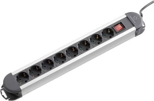 Renkforce 815A-CMB Steckdosenleiste mit Schalter, 8-fach, Schwarz/Silber, Schutzkontakt - Bild 1