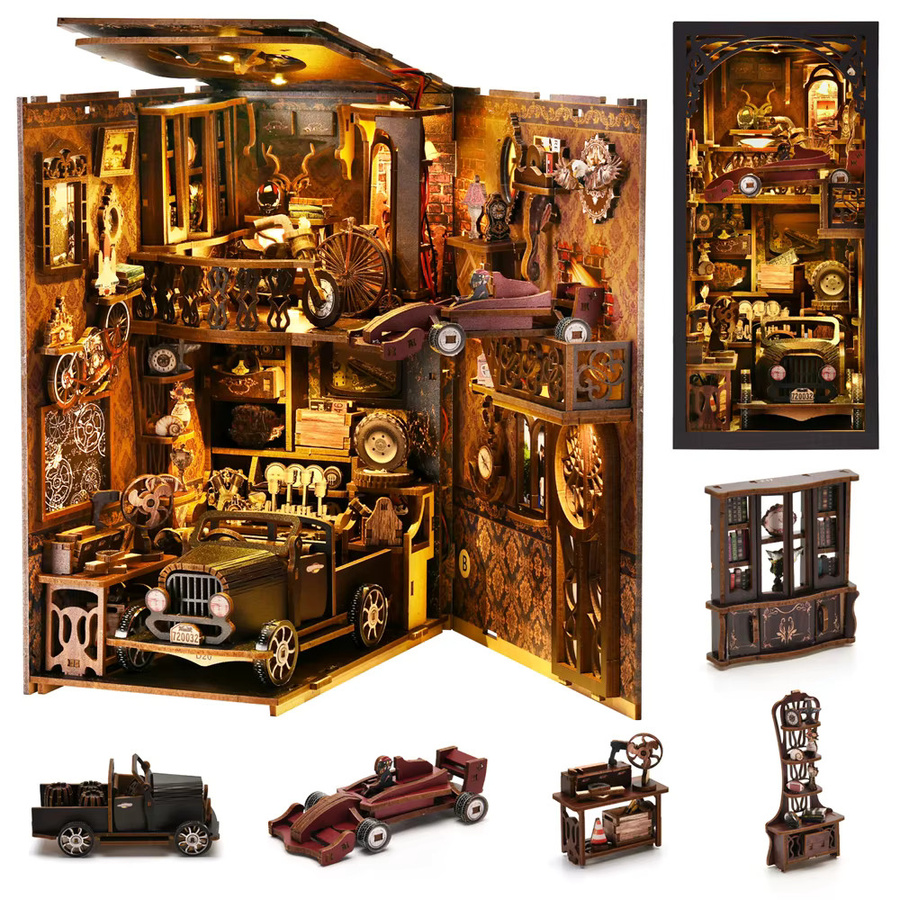 ASLOWSNAIL Buch Nook Kit Oldtimer F1, DIY Holz Puzzle, Gebäude Dekoration - Bild 5