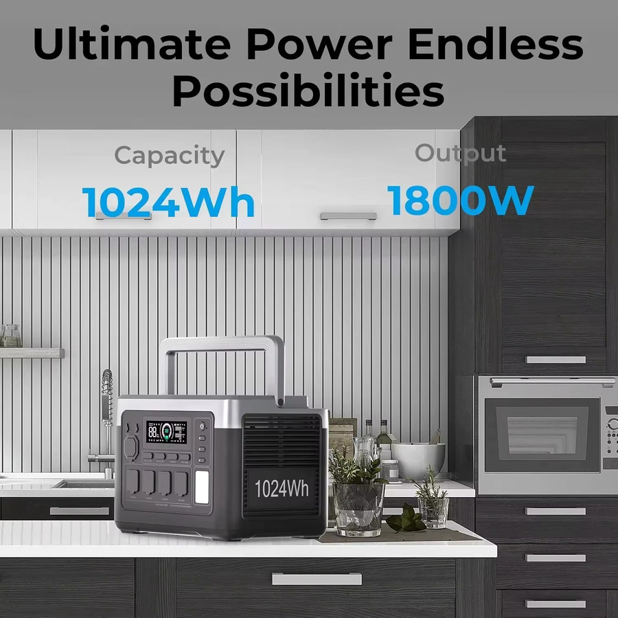 OUKITEL P1000E Plus Tragbare Powerstation 1800W 1024Wh LiFePO4 mit PV400 Solarpanel für Notstromversorgung, Camping und mobile Stromversorgung - Bild 2