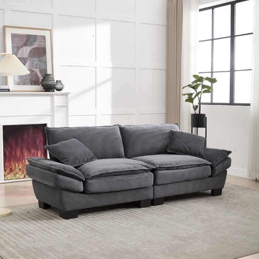 Modernes 2-Sitzer-Samtsofa von Gomyway in Dunkelgrau mit Massivholzrahmen, B/T/H: 224 x 81 x 81 cm - Bild 2