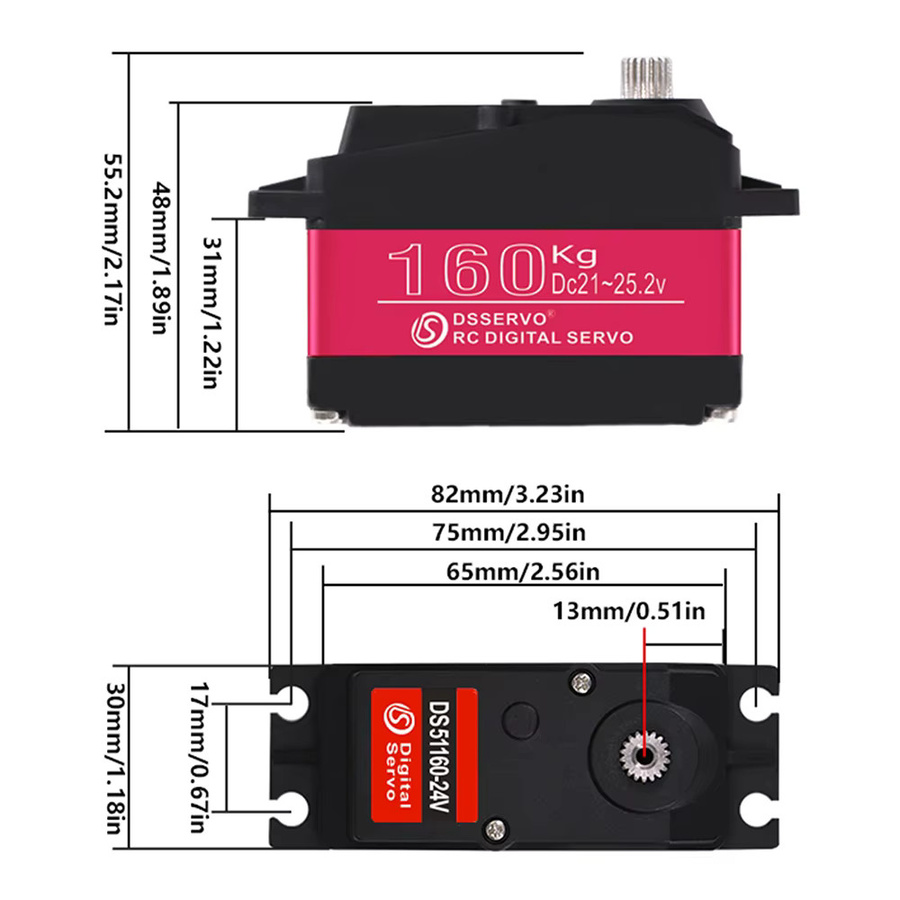 9IMOD RC Digitalservo DS51160/RDS51160, Standardservo, Metall, Schwarz - Bild 2