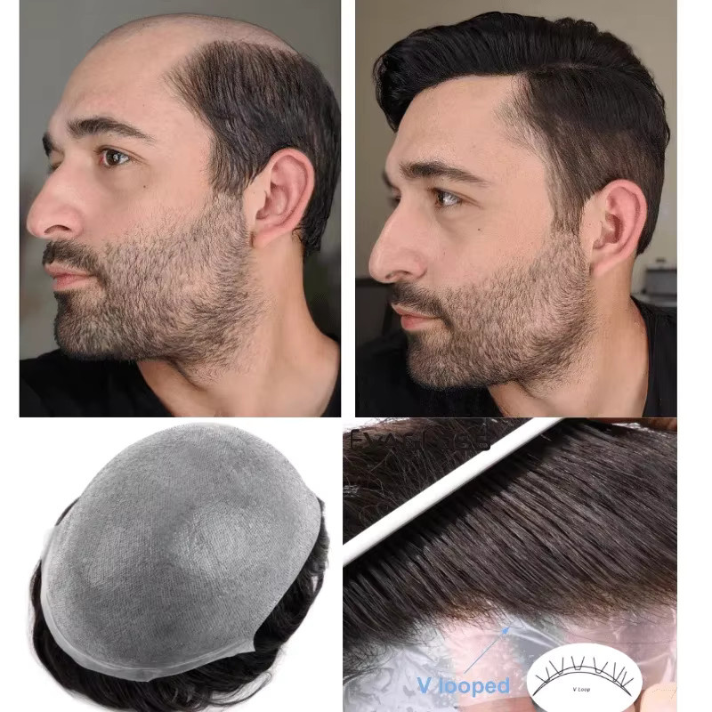 Herren-Haarprothese aus Remy-Echthaar, 0,02-0,03 mm dünne Haut - Bild 2