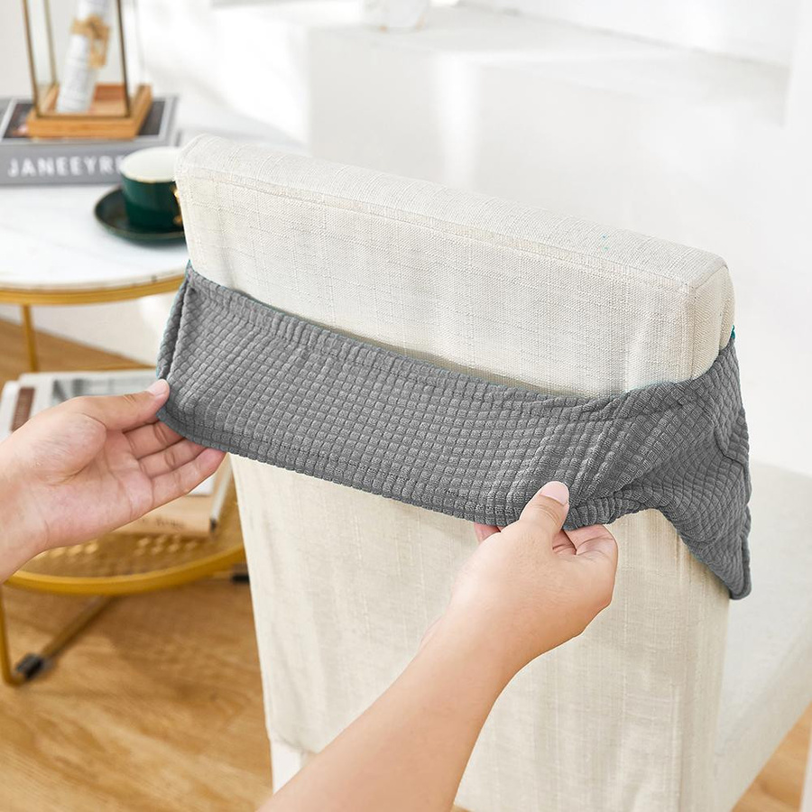 BRHUIXUE Wasserdichte Jacquard Stuhlhussen aus Polyester und Elasthan, abnehmbare Stretch Sitzbezüge für Esszimmerstühle, Dunkelgrau - Bild 4