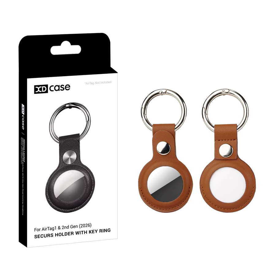 XDcase Schutzhülle aus veganem Leder für AirTag 1. und 2. Generation in Braun mit Metallring - Bild 6