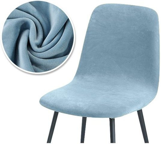 2er-Set elastische Stuhlbezüge aus Samt in Blau für Esszimmerstühle und Barhocker - Bild 1