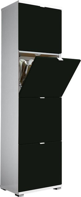 Schuhschrank COLORADO von GERMANIA in Schwarz oder Weiß, moderner Schuhschrank mit Soft-Close-Türen und Klappfächern, H x B x T: 174 x 53 x 36,13 cm - Bild 1