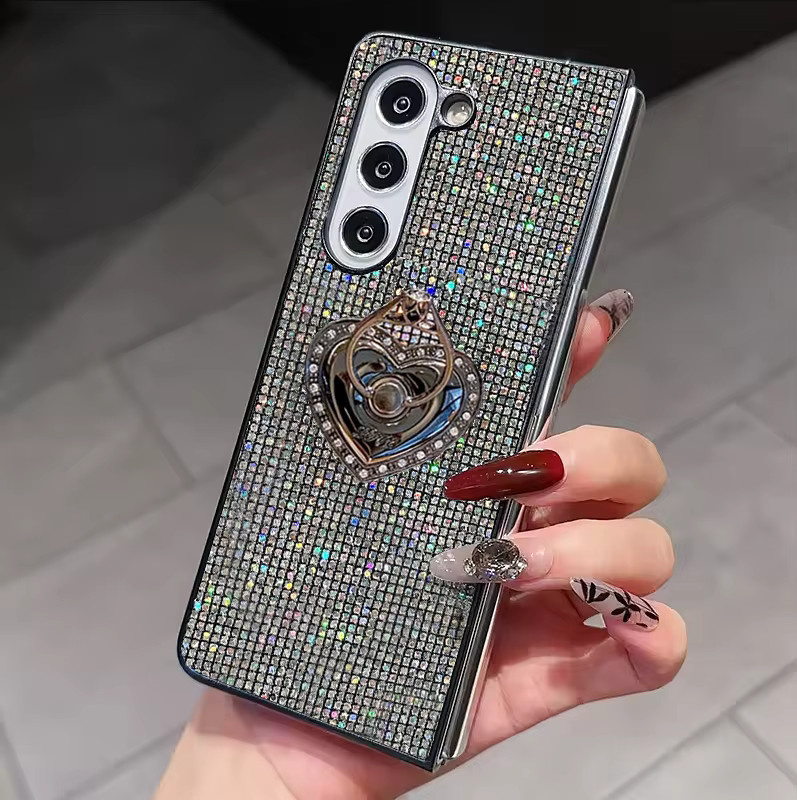 Glitzer Handyhülle mit Liebesherz für Samsung Galaxy Z Fold (Modelle 3 bis 8) in Schwarz, stoßfeste Hartschale mit Bling-Effekt - Bild 5