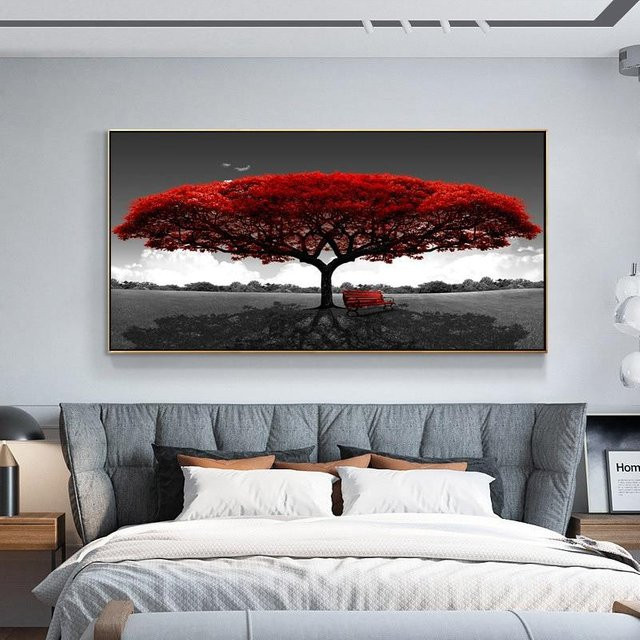 Baum des Lebens Gustav Klimt Wandgemälde Lisa Gallery Leinwandposter in Violett und Rot, B: 50 cm, H: 100 cm - Bild 1