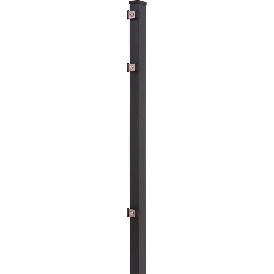 Solid Zaunpfosten aus Stahl mit Edelstahlbeschlägen in Anthrazit, Höhe: 170 cm, Breite: 4 cm, Tiefe: 4 cm - Bild 2