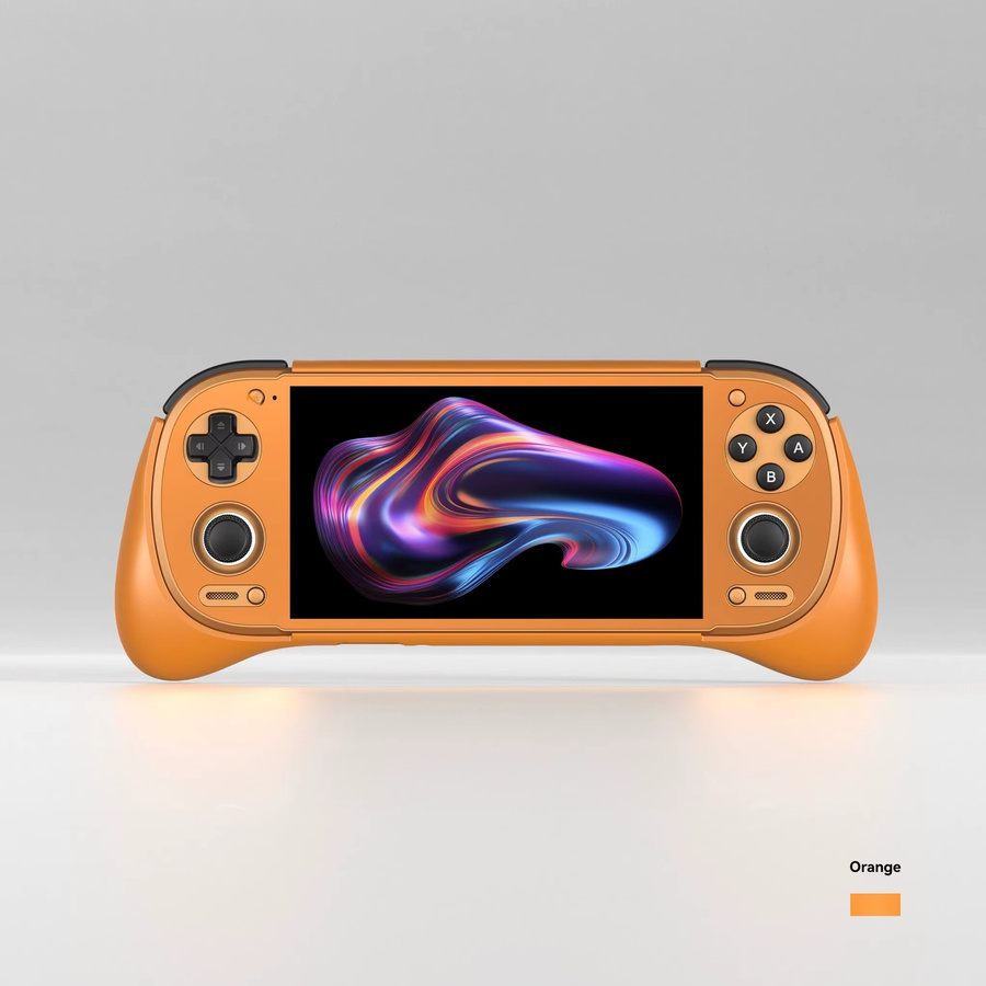 Retroid Pocket 6 Grip Protect TPU-Hülle mit integriertem Spielsteuerungsgriff und Ständer in Schwarz und Orange für Retroid Pocket 6, G2, RP5 und RP6 - Bild 1
