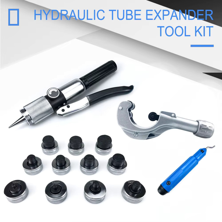 QDS Hydraulikrohr-Expander-Werkzeugsatz in Silber mit 11 Expanderköpfen für Kupferrohre in Klimaanlagen und Kühlschränken - Bild 3