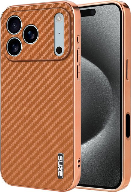 Apple iPhone 17 Pro Max und iPhone 17 Pro Schutzhülle aus PU-Leder in Schwarz mit Kohlefaser-Textur und Rundum-Kameraschutz - Bild 1