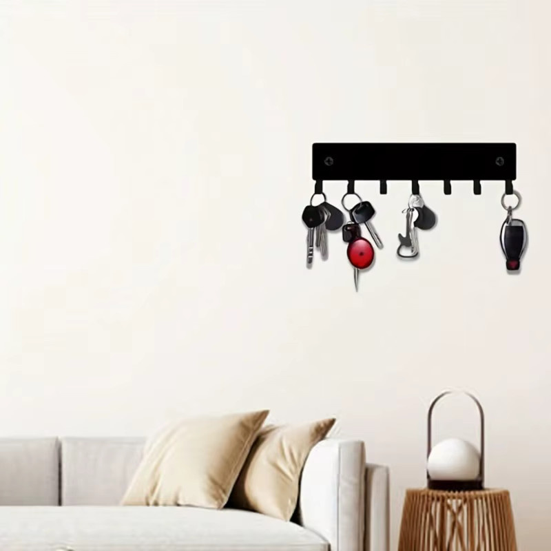 CIFBUY Wandmontierter Schlüsselhalter aus Metall in Schwarz mit Haken als platzsparender Organizer für den Eingangsbereich - Bild 4