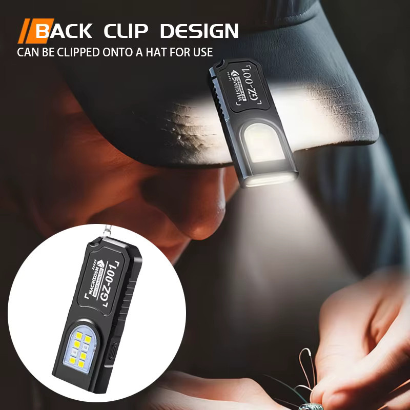 KDULIT LED-COB-Taschenlampe mit USB-C, wiederaufladbare Mini-Taschenlampe in Schwarz mit Clip und Magnet als Arbeitsleuchte und Flutlicht für Notfälle - Bild 5