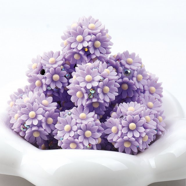 NASSBORO Perlen, Acryl, Lila, Blume, Ball, Unisex - Bild 1