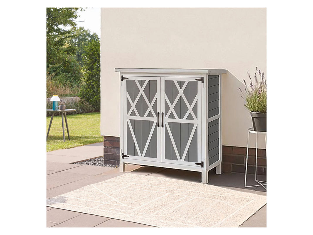 Home Deluxe Gartenschrank YANA aus Fichtenholz in Grau, B/T/H: 90 x 40 x 75 cm - Bild 2