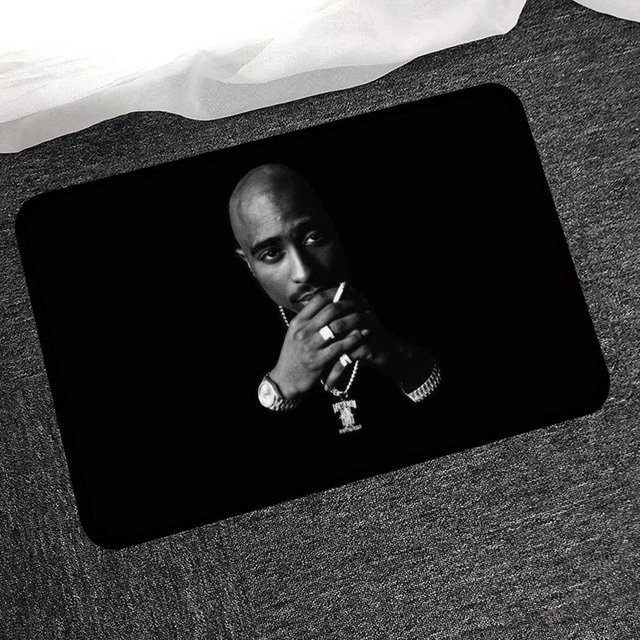 Miniso Küchenmatte Tupac Shakur Modern Rutschfest B/B: 40 x 60 cm Schwarz - Bild 1