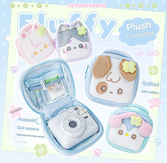 Niedrige Plüsch Kameratasche für Polaroid Kameras in Lila - Bild 1
