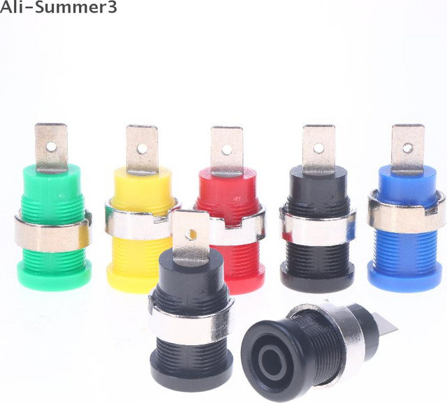 10er Set Bananenstecker 4mm Buchsen Panel Mount Adapter in Blau und Multicolour - Bild 1