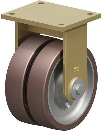 Blickle Doppel-Bockrolle BSD-GB 200K-35 in Silber und Braun mit 200 mm Rad-Durchmesser und einer Tragfähigkeit von maximal 1800 kg - Bild 1