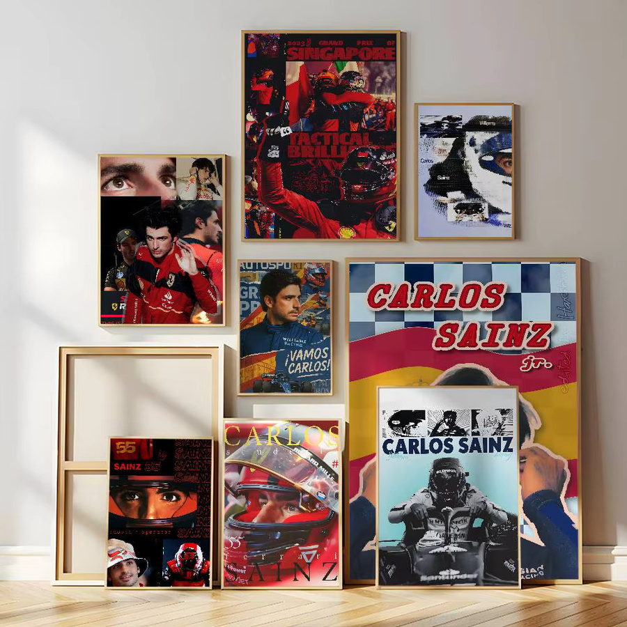 Selbstklebendes Wandbild Racing C-Carlos Chilis S-Sainz Poster als wasserdichter Kunst Aufkleber in Mehrfarben - Bild 2