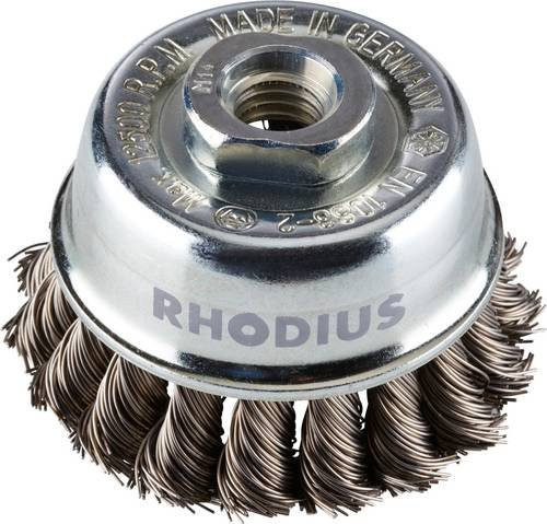 Rhodius PROline STBZ S Topfbürste gezopft für Stahl, Farbe Silber, Durchmesser: 65 mm, Höhe: 20 mm, Gewinde: M14, 10 Stück - Bild 1