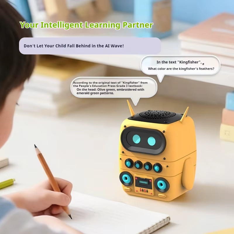 KI-Smart-Roboter-Lautsprecher Gelb mit Bluetooth und KI-Großmodell-Chatbot als intelligenter Lernbegleiter und tragbarer kabelloser Lautsprecher - Bild 2